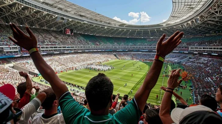 狂热的英超球迷在看台上助威